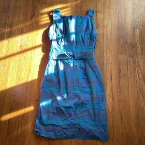Vintage 50s Blue Purple Striped Wiggle Dress Small